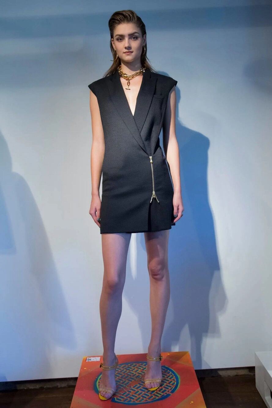 NWT Veronica Beard Sleeveless Zip Front Blazer Mini Dress Black 4